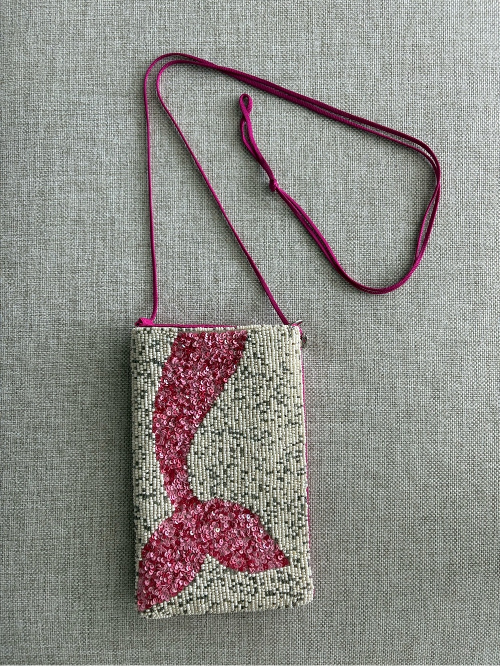 Bamboo Trading Co Pink Mermaid Tail Beaded Mini Crossbody Bag 8x5